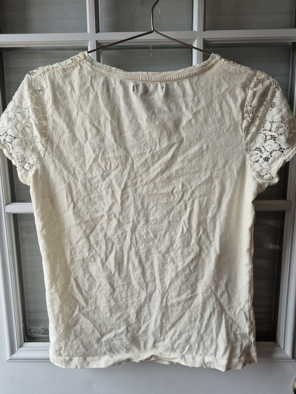 George Cream Lace Yoke Short Sleeve Top - Picture 2 of 3